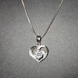 Elegant Silver Heart Pendant Necklace with COA and Box